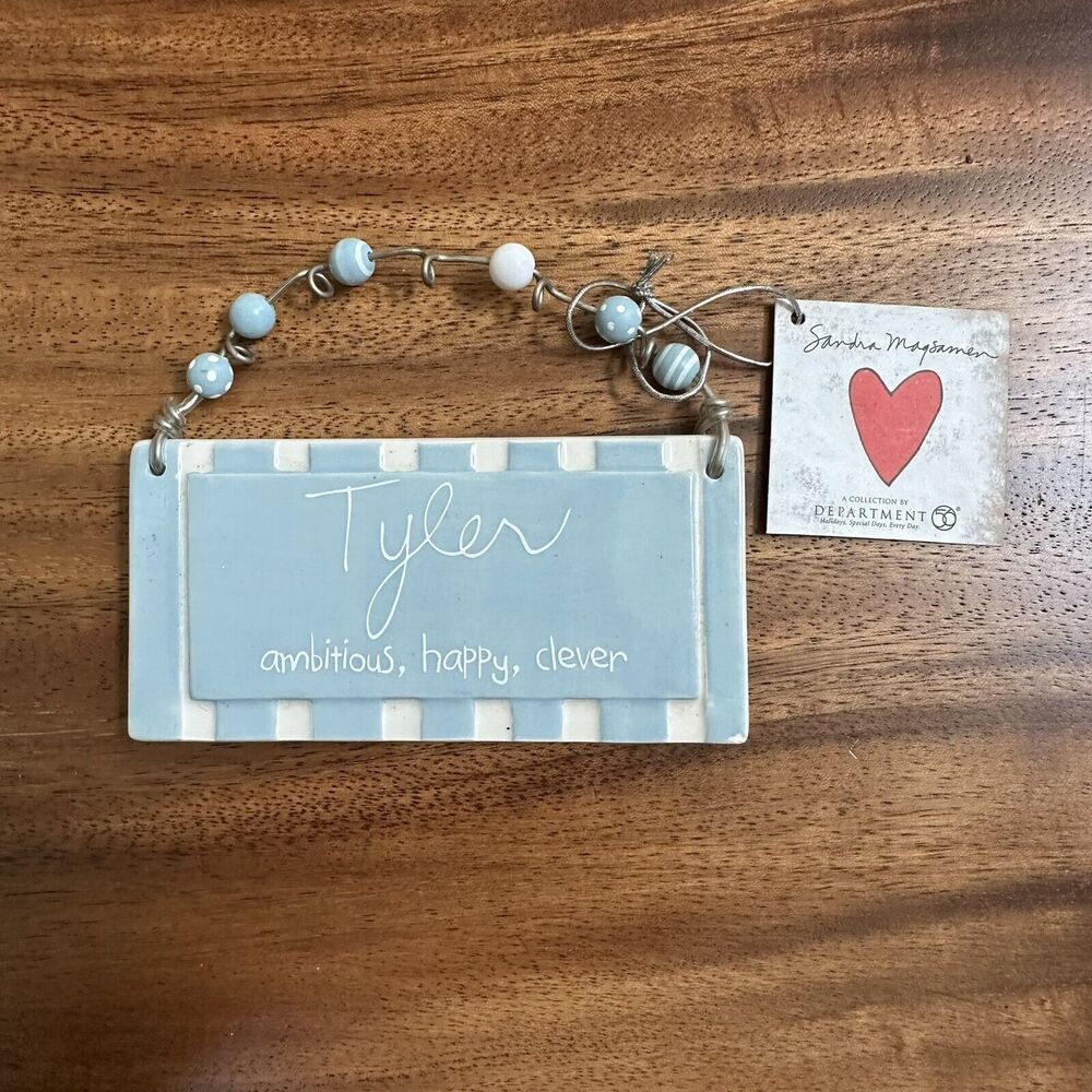 Department 56 Sandra Magsamen Boys Name Tag Ornament Decor Ceramic Plaque TYLER - Picture 6 of 6